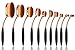 BeautyKate 10Pcs Oval Makeup Brushes Set Soft Professional Toothbrush Face Foundation Contouring Blending Eyeshadow Eyeliner Concealer Blush Cosmetic Brush Tool Kit Rose Gold Black