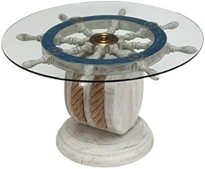 Amazon Com Unique Wood Ship Wheel Nautical Theme Decorative Coffee Table By Nauticalmart Kitchen Dining