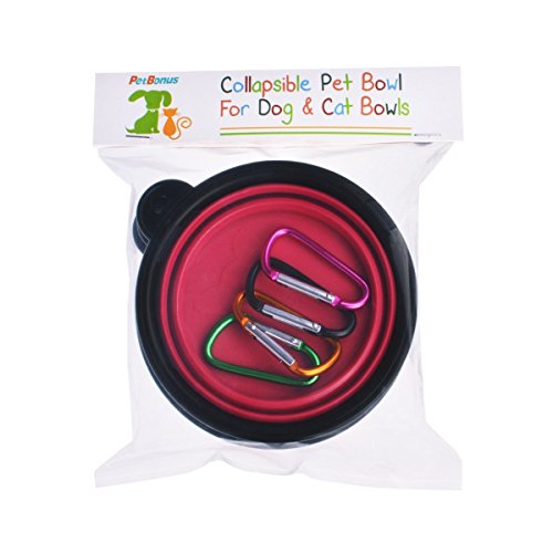 image for PetBonus 4-Pack Silicone Collapsible Dog Bowls, BPA Free and Dishwashe