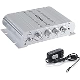 Sundeer 2.1 Channel Mini Amplifier 20W+20W+40W Hi-Fi Power Amplifier with 12V 2A Power Supply, Subwoofer Amp Stereo Bass Treb