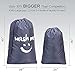 HOMEST 2 Pack XL Wash Me Travel Laundry Bag, Machine Washable Dirty Clothes Organizer, Large Enough to Hold 4 Loads of Laundry, Easy Fit a Laundry Hamper or Basket, Grey (Patent Design)