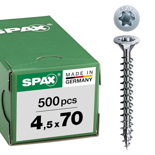 SPAX Universalschraube, 4,5 x 70 mm, 500 Stück, T-STAR plus, Senkkopf, Vollgewinde, 4CUT, WIROX A3J, 1191010450705