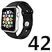 BRG Apple Watch Band 42mm, Soft Silicone Sport iWatch Band Replacement Wrist Bracelet Strap with Pin-and-Tuck for Apple Watch 42mm Series 1 Series 2 All Models - M/L Black