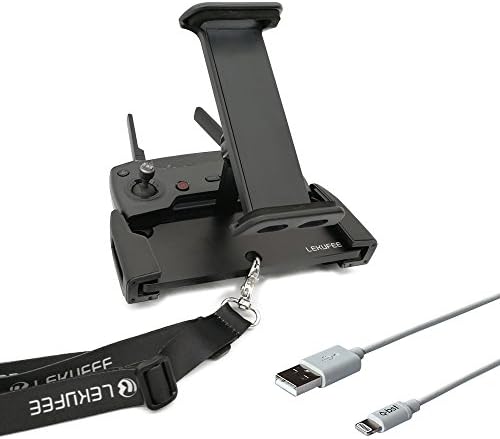 Lekufee DJI Mavic Air / Mavic Pro Lightweight Aluminum-Alloy Foldable Tablet Holder with Lanyard for DJI Spark, Mavic Air Remote Controller with [Apple MFi Certified] 3.3 feet Lightning USB Cable