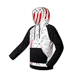Men's Novelty Pullover Fleece Roomy Front Pocket US Flag Printing Hoodies