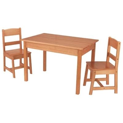 Rectangle Table & 2 Chairs Set – Natural Wood Dining