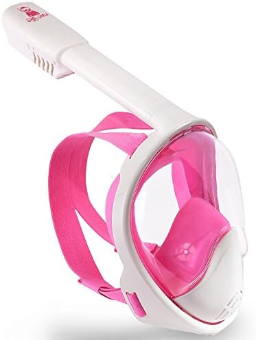 Simply Snorkel Full Face Snorkel Mask with Anti-Fog and Anti-Leak Technology for Snorkeling with 180° View for Adults and Kids (Pink/White, S/M)