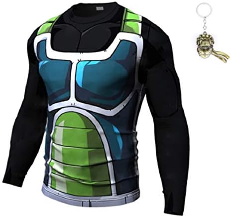 JarilnMo Men DBZ Goku Compression Workout Armor Long Sleeve/Short Sleeve Shirt with Free Keychain