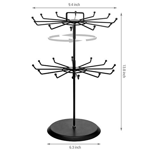 MyGift Rotating 2 Tier Jewelry Tree Organizer, Black Metal Necklace