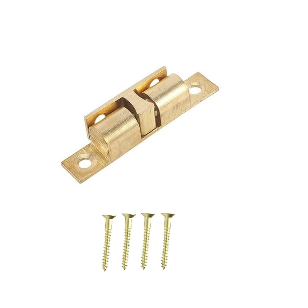 Merriway BH04804 50mm (2 inch) Solid Brass Double Ball Roller Cupboard Cabinet Door Catch