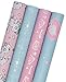 WRAPAHOLIC Wrapping Paper Roll - Mermaid, Fairy Stick and Diamond Cute Design with Colorful Foil for Birthday, Holiday, Baby Shower - 4 Rolls - 30 inch X 120 inch Per Roll