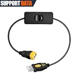 wishacc Male to Female USB Cable Adapter with On/Off Switch-Upgraded Support Power and Data, USB Extension Inline Rocker Switch for Driving Recorder, LED Desk Lamp, USB Fan, LED Strips