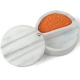 White Marble Swivel Top Dual Compartment Salt Box