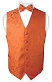 Men's Paisley Design Dress Vest & Bow Tie BURNT ORANGE Color BOWTie Set
