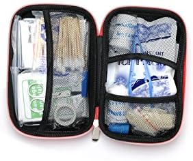 Dawntech All-Purpose First Aid Kit Include Stainless Steel Scissors Best for Car,Office,Traveling,Camping,Home or Sports- Red Hard Case