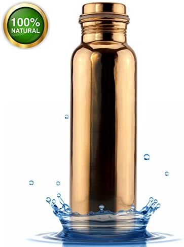 34-Ounce Large Copper Water Bottle, 100% Copper Ayurvedic Water Drinking Vessel