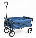 Seina Collapsible Folding Utility Wagon Garden Cart Shopping Beach Outdoors, Blue