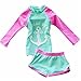 JELEUON Baby Girls Kids Toddler Long Sleeve Swimsuit Rash Guard UPF 50+ UV 2-3 Years Green