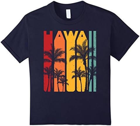 Kids Vintage Hawaiian Islands Tee Hawaii Aloha State T-Shirt 10 Navy