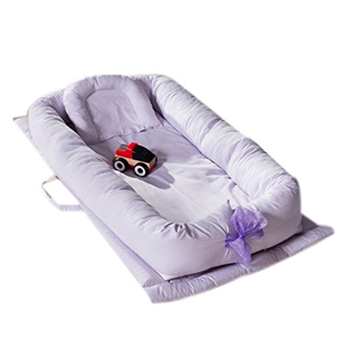 MisDress Baby Newborn and Infant Lounger, Portable Bassinet, Nest for Cosleeping - Breathable & Hypoallergenic - 100% Cotton Portable Crib for Newborn 0-24Months