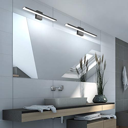 JUSHENG Black Bathroom Vanity Light Fixtures 24“ Inch Modern Aluminum