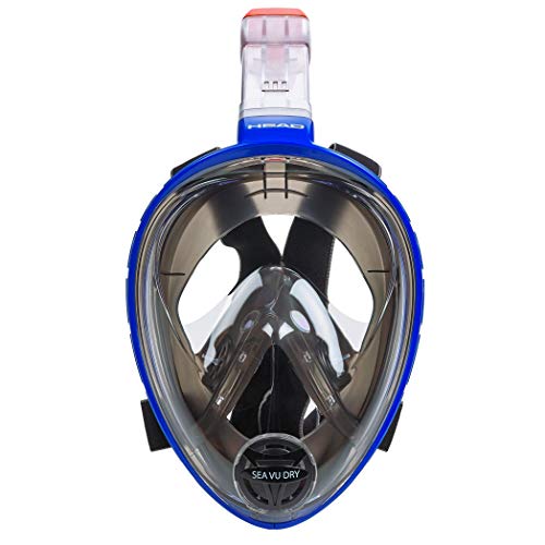 HEAD Sea VU Dry Full Face Snorkeling Mask, Black Grey, Clear Silicone
