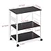 Mr IRONSTONE Baker's Rack, Kitchen Microwave Cart, Coffee Bar Table Station, 3-Tier Kitchen Storage Shelf with Rolling Wheels Coffee Cart Kitchen Microwave Stand with 10 Hooks,Black, 60 × 40 × 73 cm
