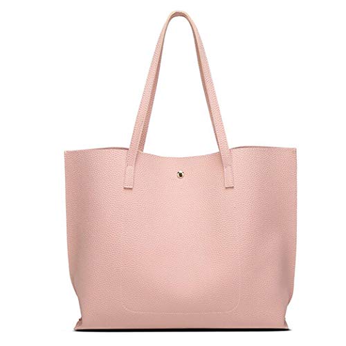 Women Girls Tassels Leather Tote Shoulder Bags Satchel Handbags Large Laptop Purses (Pink) - Thumbnail 2
