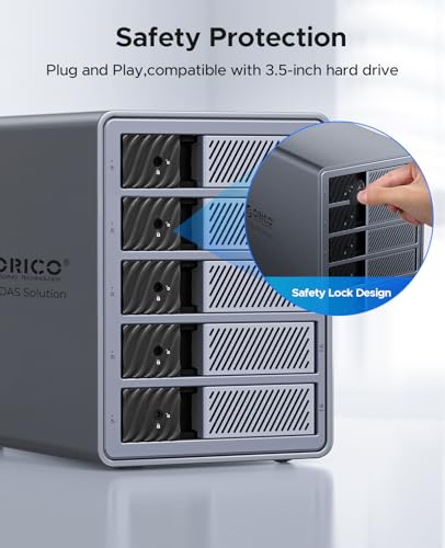 ORICO Raid Aluminium Case for 5 Hard Drives, USB 3.0 Docking Station for 3.5 Inch SATA HDD, Compatible with MacOS and Windows (9858RU3)
