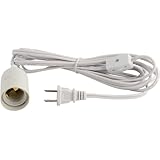 ABI E26 Light Bulb Socket to 2-Prong US AC Power Cord Adapter with On/Off Switch, 12 FT Cable