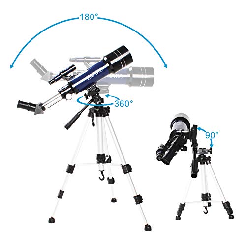 ESAKO Telescope for Beginners & Adults 70mm Astronomical Refractor Telescopes with Height Adjustable Tripod Backpack Phone Mount & Moon Filter & 3X Barlow Lens