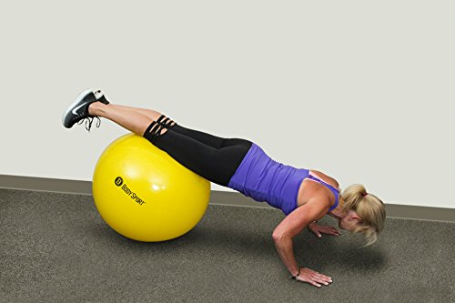 Exercise Ball With Pump (Yellow 65cm) - by BodySport - Strengthen Your Core for Great Abs - Tone - Yoga - Fitness - Stability - Pilates - Free Exercise Guide Included - Thumbnail 7