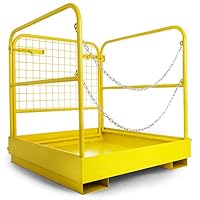 BestEquip Forklift Safety Cage Aerial Rails 36x36 Inch Forklift Safety Cage Work Platform Heavy Duty Steel Construction Fold Down Lift Basket 1102 Lbs Capacity