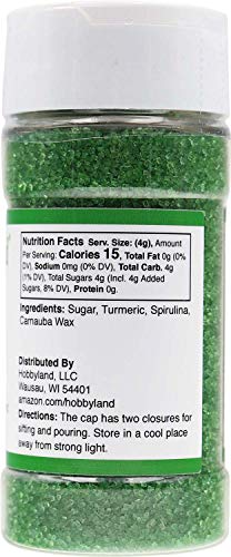 Hobbyland Sanding Sugar (Green Sugar, 4 oz) Handcrafted with All Natural Food Coloring
