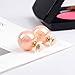 Stud Earrings Shell Flower Mother Of Pearl Double Side To Wear For Women By SUYAN (Pink)