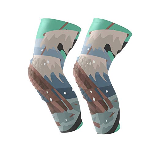 Knee Sleeve Sinking Ship The Sea Full Leg Brace Compression Long Sleeves Pads for Meniscus Tear, Arthritis, Running, Workout, Basketball, Sports, Men and Women 1 Pair