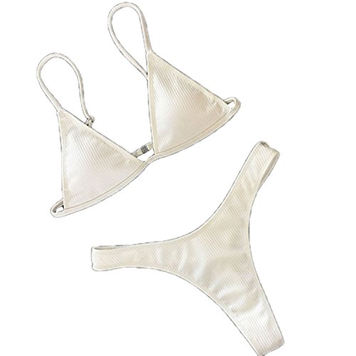 Enkangyua Women Bikini Set Swimming Bikinis Nylon Brazilian Style NK85 White M