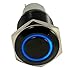 ESUPPORT 19mm 12V 5A Car Blue LED Light Angel Eye Metal Push Button Toggle Switch Socket Plug Latching Black Shell