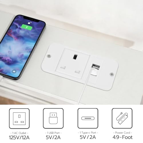 HOOBRO Narrow Console Table with Charging Station, 160 cm Behind Sofa Couch Table, Long Hallway Table, Slim Console Table for Hallway, Entryway, Living Room, White EWW165KXG01