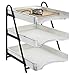 MyGift 3 Tier Vintage White Wood Letter Tray Desktop Organizer with Black Metal Stand, Office Desk Paper Document Sorter, Wooden Upright Filing Folder Rack