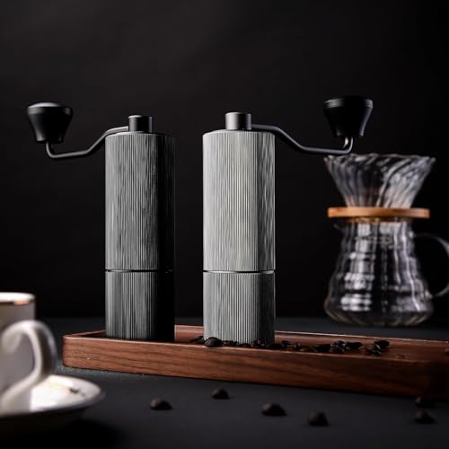 Gywjioy Manual Coffee Grinder B2，Hand Coffee Grinder with Stainless Steel 38mm Contemporary Conical Burr，Capacity 25g ，Adjustable Setting High-Precision Double Bearing Positioning (Black)