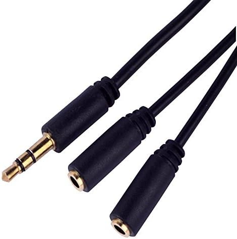 Caxico 2PCS MUY1MFF 6-Inch Stereo Splitter Cable- 3.5mm Male to 2x 3.5mm Female