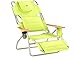 Ostrich Deluxe 3 in 1 Beach Chair with Face Opening - Portable, Reclining Lounger for Tanning - Face Hole for Reading on Stomach - Padded Footrest, Removable Pillow - Aluminum (Green)