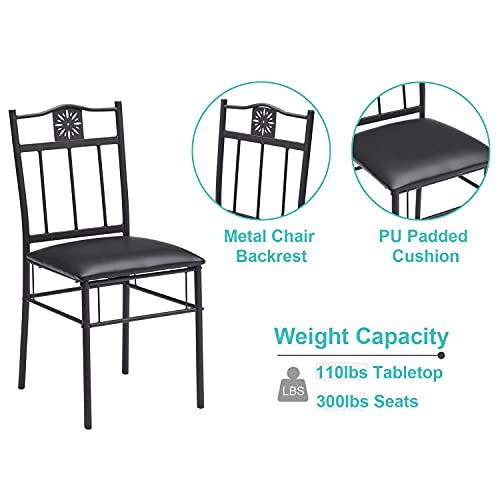 VECELO 3Piece Dining Room Wooden Kitchen Table and Pu Cushion Chair