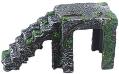 Aomeiter Blackstone Tortoise Basking Ramp Step Ledge and Cave Hide-Out Medium Aquarium Resin-E