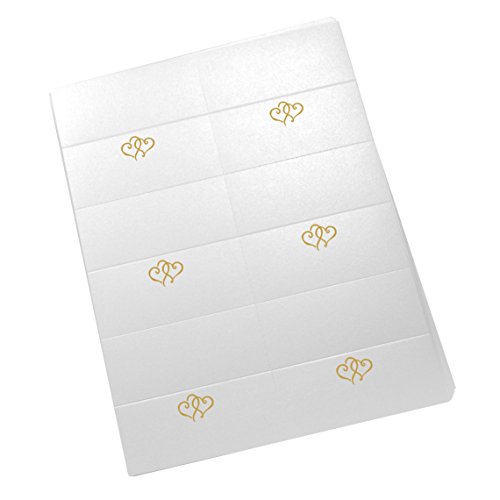 Documents and Designs Linked Hearts Easy Print Place Cards (Select Color), Gold, Set of 150 (25 Sheets)