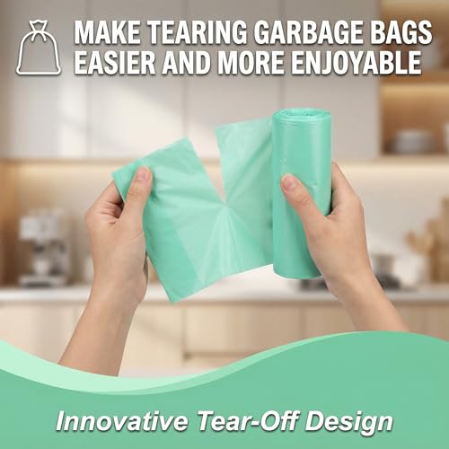 1.2 Gallon Small Trash Bags: Small Garbage Bags 4.5L Trash Bags Wastebasket Liners Bags for Kitchen Bathroom Office (150 Counts, Green)