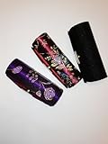 Lipstick Case 3pcs Set Lipstick Case w/Mirror,Hi-End Japanese Textiles Fabric with Floral Design ,Random Colors, Assorted 3.5