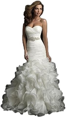 CoCoBridal Sweetheart Ruffles Wedding Dresses Mermaid Bridal Wedding Gown 12 Ivory