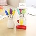 Flee Cute Cartoon Fruit Fork Set of 6 with Forks Holder Stainless Steel Food Pick Forks with A Holder Silicone Handle Stainless Steel Fruits Cake Salad Fork Set for Home and Restaurant